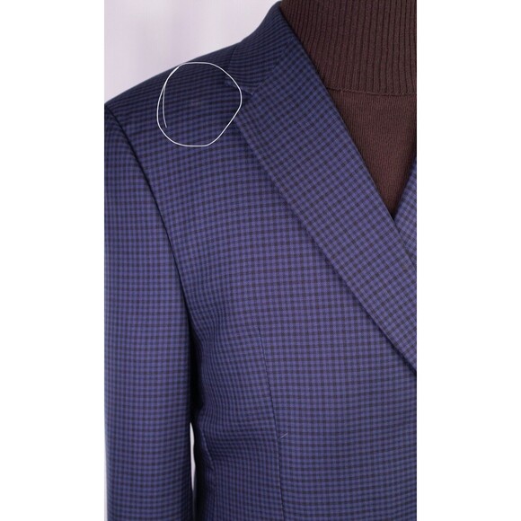 Jos A Bank Signature Silk & Wool 2 Button Blue Gingham Check Blazer Mens 46R - Picture 5 of 15
